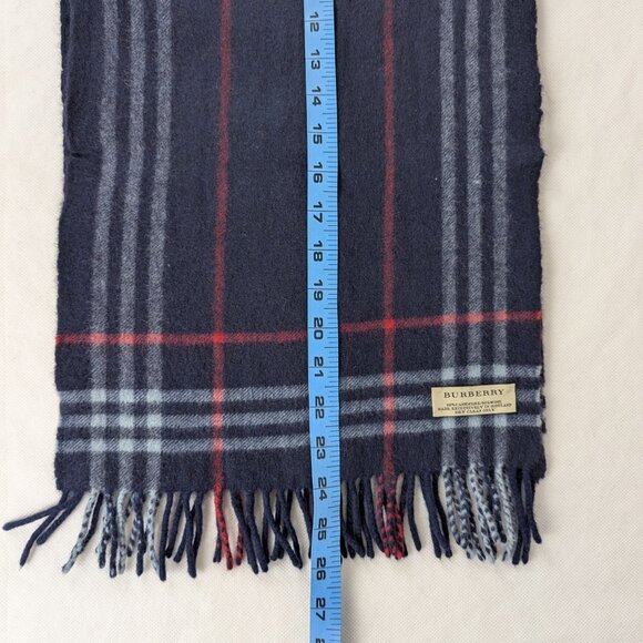 Burberry Navy Blue Check Unisex Scarf | 50% Cashmere 50% Wool | Made in Scotland - Picture 5 of 6